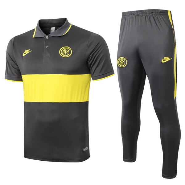 Polo Inter Milan Komplett Set 2019-20 Grau Gelb Fussballtrikots Günstig